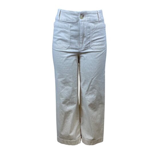 Maeve High-Rise Corduroy Wide-Leg Womens Pants Cream Size 29 - Picture 1 of 9